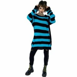 Women's Sweater Heartless - ORIANA JUMPER - BLACK/BLUE -Fashionable street clothing oriana jumper black blue heartless 7