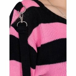 Women's Sweater HEARTLESS - ORIANA - BLACK / PINK -Fashionable street clothing oriana jumper black pink heartless 4