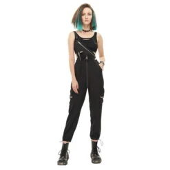 Women's Trousers DEVIL FASHION - Diablo Daily Half Suspenders Women's Overalls