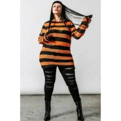 Unisex Sweater KILLSTAR - Pumpkin Knit - Black / Orange
