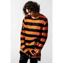 Unisex Sweater KILLSTAR - Pumpkin Knit - Black / Orange -Fashionable street clothing pumpkin knit sweater e x1604