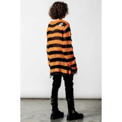 Unisex Sweater KILLSTAR - Pumpkin Knit - Black / Orange -Fashionable street clothing pumpkin knit sweater e x1605