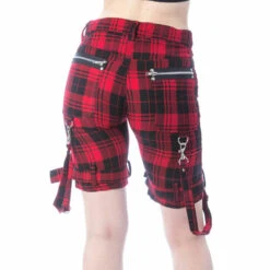 Women's Shorts CHEMICAL BLACK - RENITA - RED TARTAN -Fashionable street clothing renita shorts red tartan chemical black 2