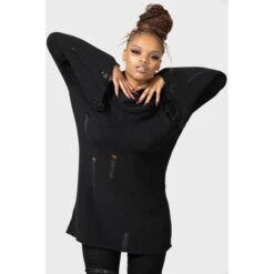 Sweater Unisex KILLSTAR - Codex High-Neck - Black 11 Sweater Unisex KILLSTAR - Codex High-Neck - Black -Fashionable street clothing s60jzy11k