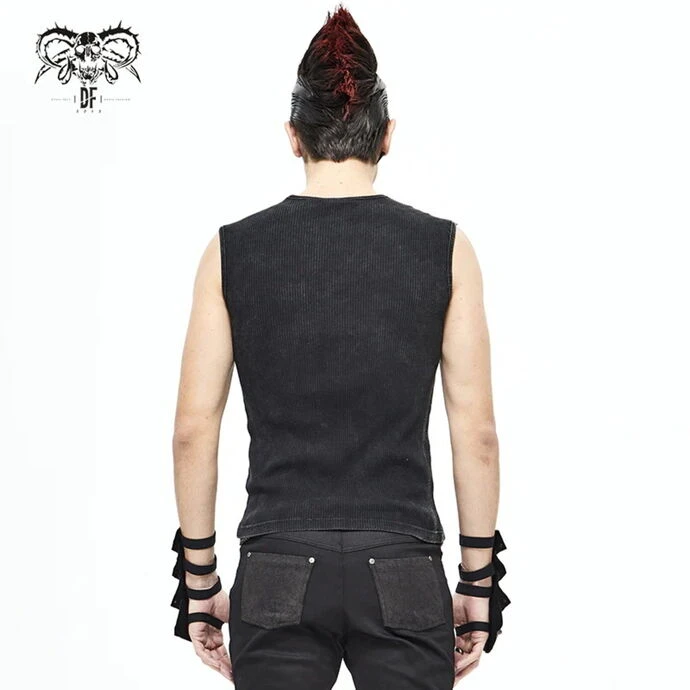 Men's Tank Top DEVIL FASHION - Vertigo Punk Vest With Leather Patches - Black 5 Men's Tank Top DEVIL FASHION - Vertigo Punk Vest With Leather Patches - Black - Image 3