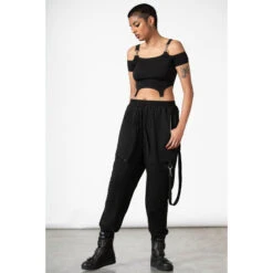 Trousers Unisex (sweatpants) KILLSTAR - Scourge Joggers - Black -Fashionable street clothing scroudge joggers w e004