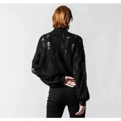 Women's Sweater KILLSTAR - Shred It Crop Knit - Black -Fashionable street clothing shred it crop knit sweater b x1601