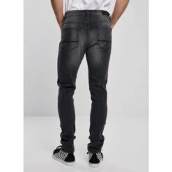 Men's Pants URBAN CLASSICS - Slim Fit Zip Jeans - Real Black Washed -Fashionable street clothing tb3798 m1 02296 3