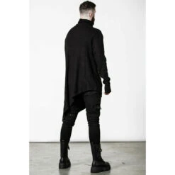 Unisex Sweatshirt KILLSTAR - Total Stud Ribbed - Black -Fashionable street clothing total stud ribbed top men b005