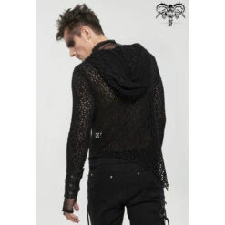 Men's Long-sleeved T-shirt DEVIL FASHION - Linger Punk Mesh -Fashionable street clothing tt186 7