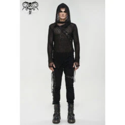 Men's Long-sleeved T-shirt DEVIL FASHION - Linger Punk Mesh -Fashionable street clothing tt186 8