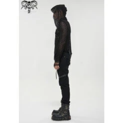 Men's Long-sleeved T-shirt DEVIL FASHION - Linger Punk Mesh -Fashionable street clothing tt186 9