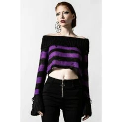 Women's Sweater KILLSTAR - Veruca Salt Knit - Black / Plum
