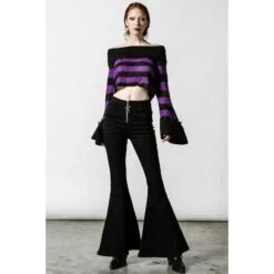 Women's Sweater KILLSTAR - Veruca Salt Knit - Black / Plum -Fashionable street clothing veruca salt knit sweater c x1602