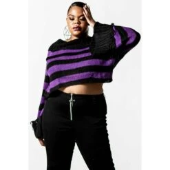 Women's Sweater KILLSTAR - Veruca Salt Knit - Black / Plum -Fashionable street clothing veruca salt knit sweater c x1604