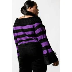 Women's Sweater KILLSTAR - Veruca Salt Knit - Black / Plum -Fashionable street clothing veruca salt knit sweater c x1605