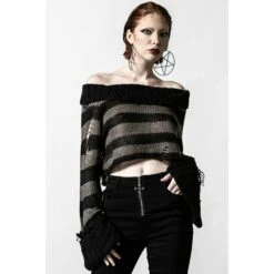 Women's Sweater KILLSTAR - Visage Knit - Black / Ash