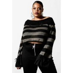Women's Sweater KILLSTAR - Visage Knit - Black / Ash -Fashionable street clothing visage knit sweater c x1604