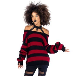 Women's Sweater HEARTLESS - VISION - BLACK/BURGUNDY -Fashionable street clothing vision top ladies black burgundy heartless 4