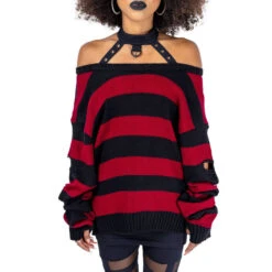 Women's Sweater HEARTLESS - VISION - BLACK/BURGUNDY -Fashionable street clothing vision top ladies black burgundy heartless 8