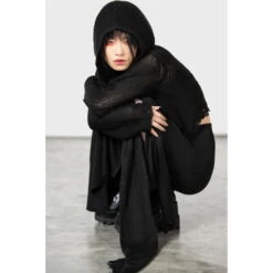 Women's Sweater KILLSTAR - Aillean Hooded Wrap - Black -Fashionable street clothing waqw705o8
