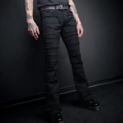 Men's Trousers (jeans) WORNSTAR - Bandage - Black 12 Men's Trousers (jeans) WORNSTAR - Bandage - Black -Fashionable street clothing wsgp bandb bandage pants black 00000000000005